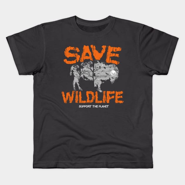 Save Wildlife ~ Bison Kids T-Shirt by EddieBalevo